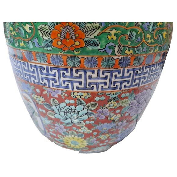 Japanese Imari Planter Peacock Gold Leaf, Hand Painted Unbranded Porcelain 10" - Picture 5 of 7